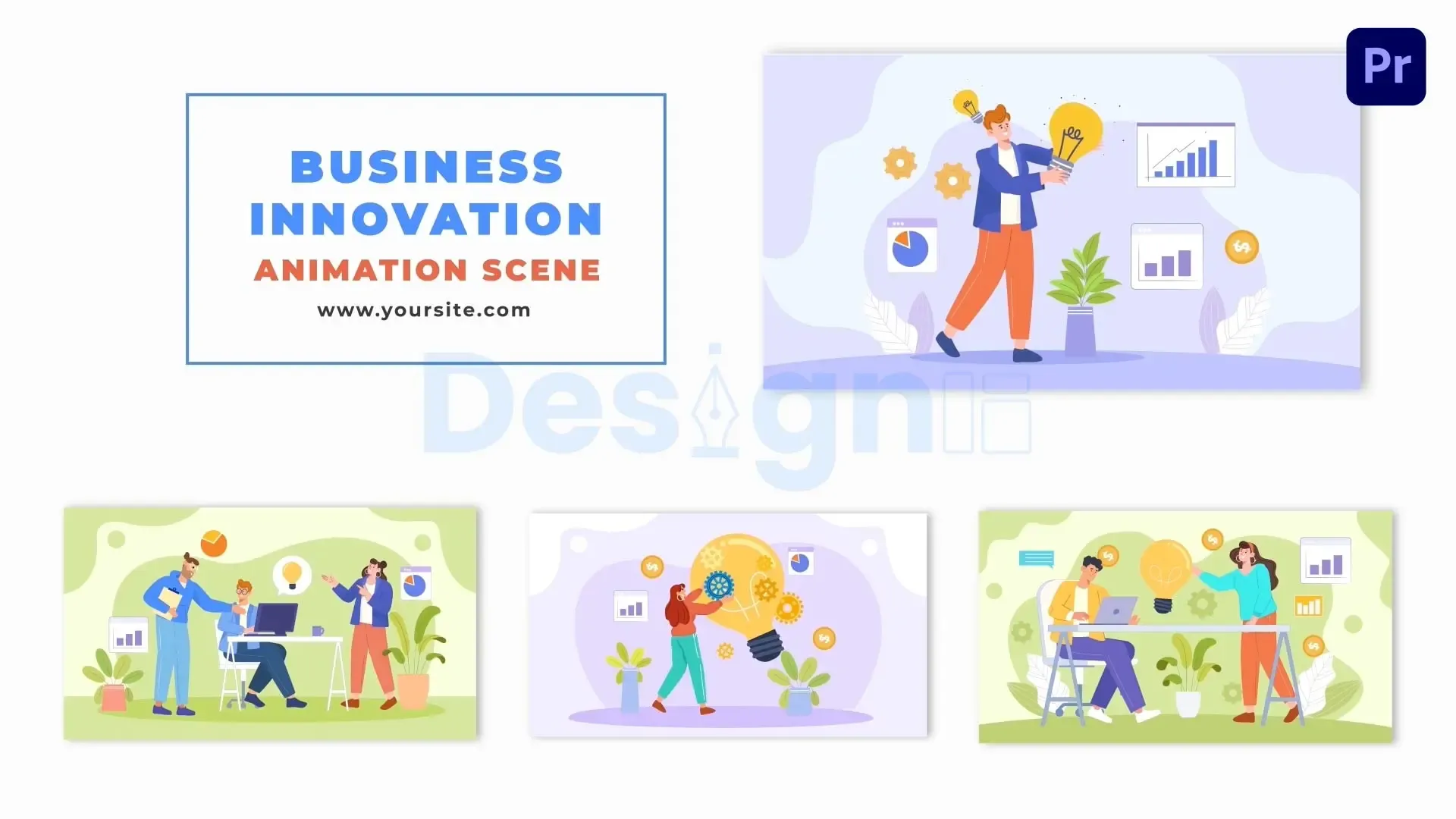 Flat Design Character Business Innovative Progress Animation Scene
